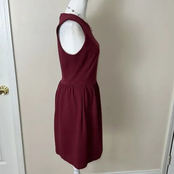 J. Crew S Burgundy Knit Fit & Flare A-Line Sleeveless Back Zip Dress w/Pockets J. Crew S Burgundy Knit Fit & Flare A-Line Sleeveless Back Zip Dress w/Pockets